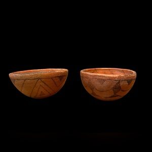 Vintage Pair 50s MARICOPA Pee-Posh POTTERY BOWLS Native American Indian Redware